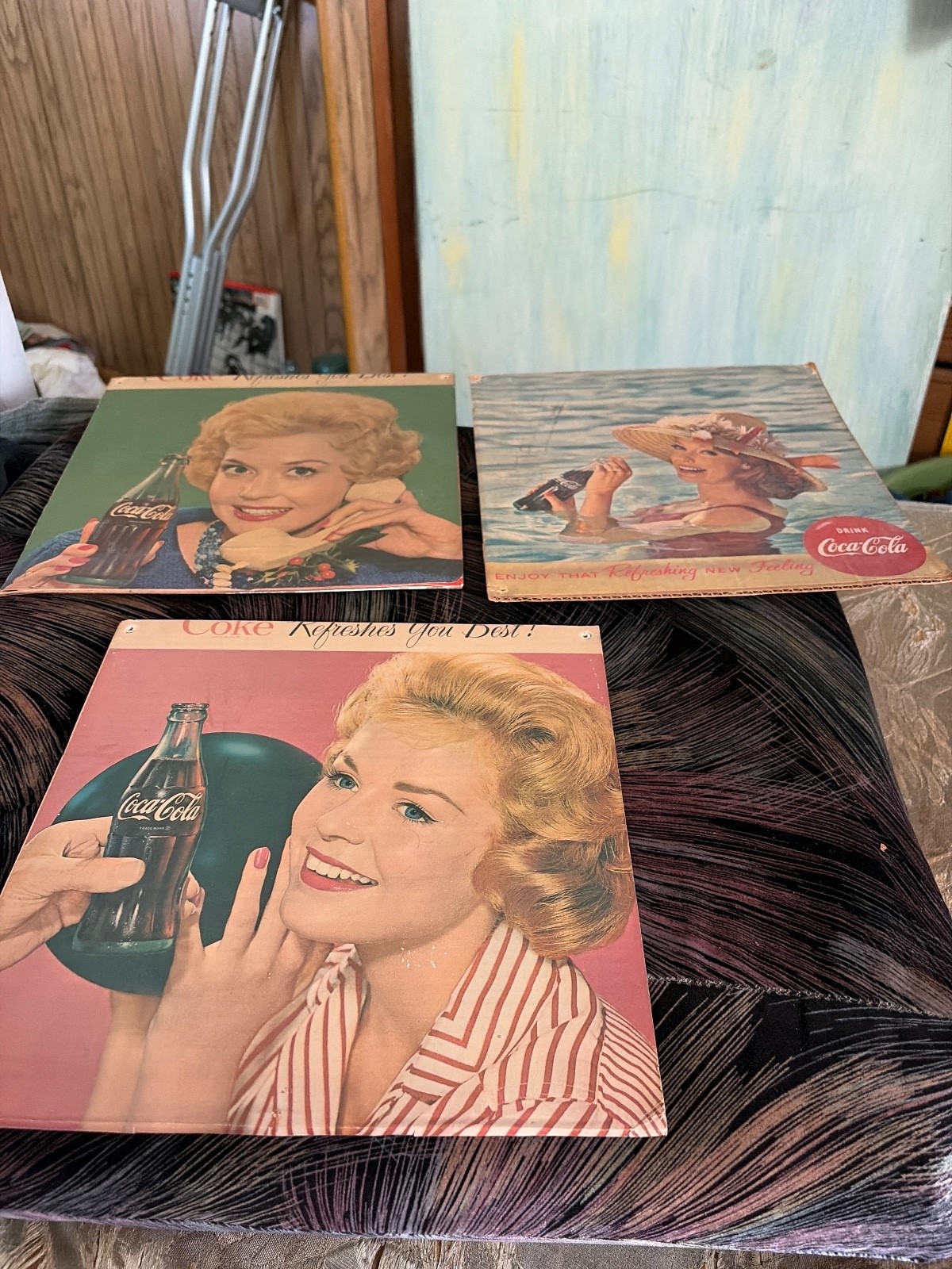 3 99.99 for all 3 rare coca cola cardboard shopping billboard ads 11 by 11