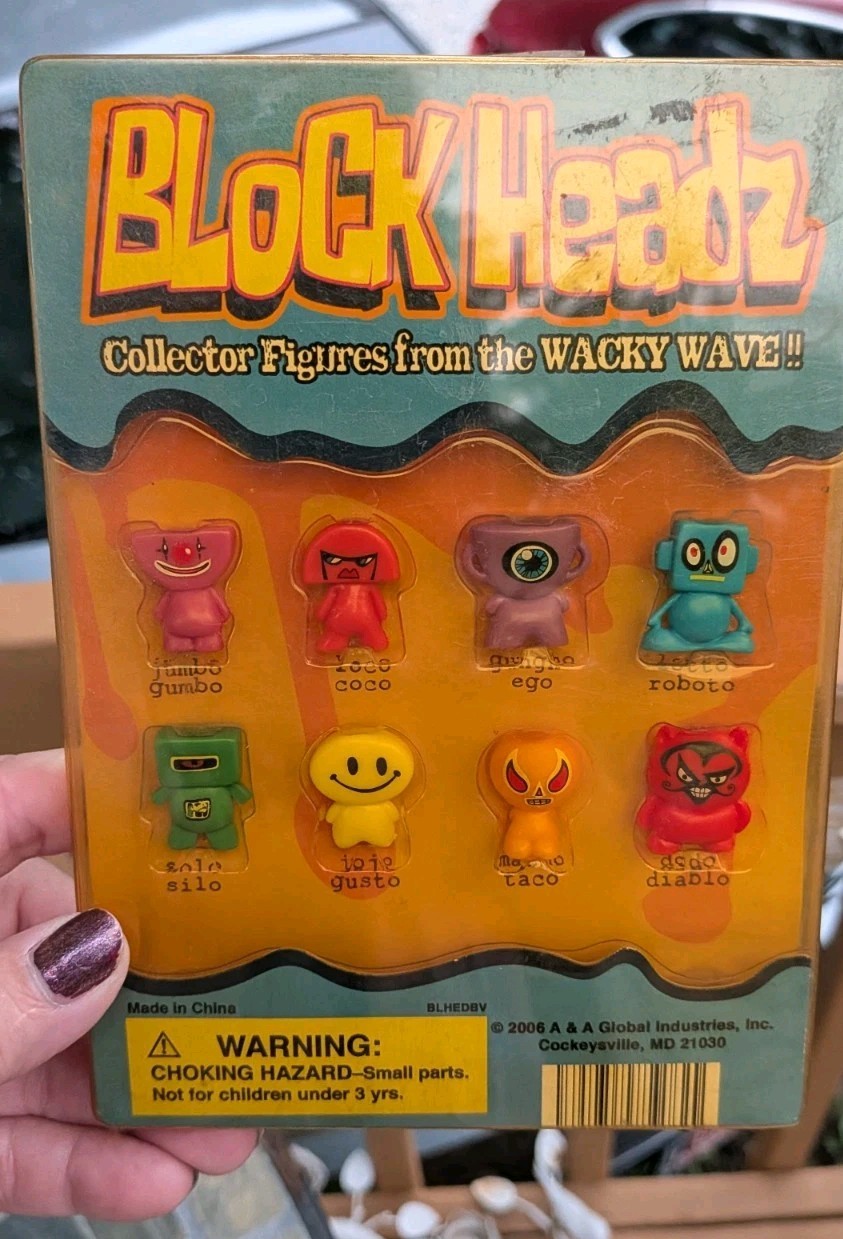 Vintage Block Headz Collector Figures From Wacky Wave
