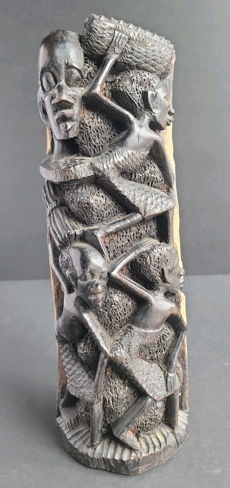 Vtg Kenya Makonde African Blackwood Ujamaa Family Sculpture Hand Carved 12\