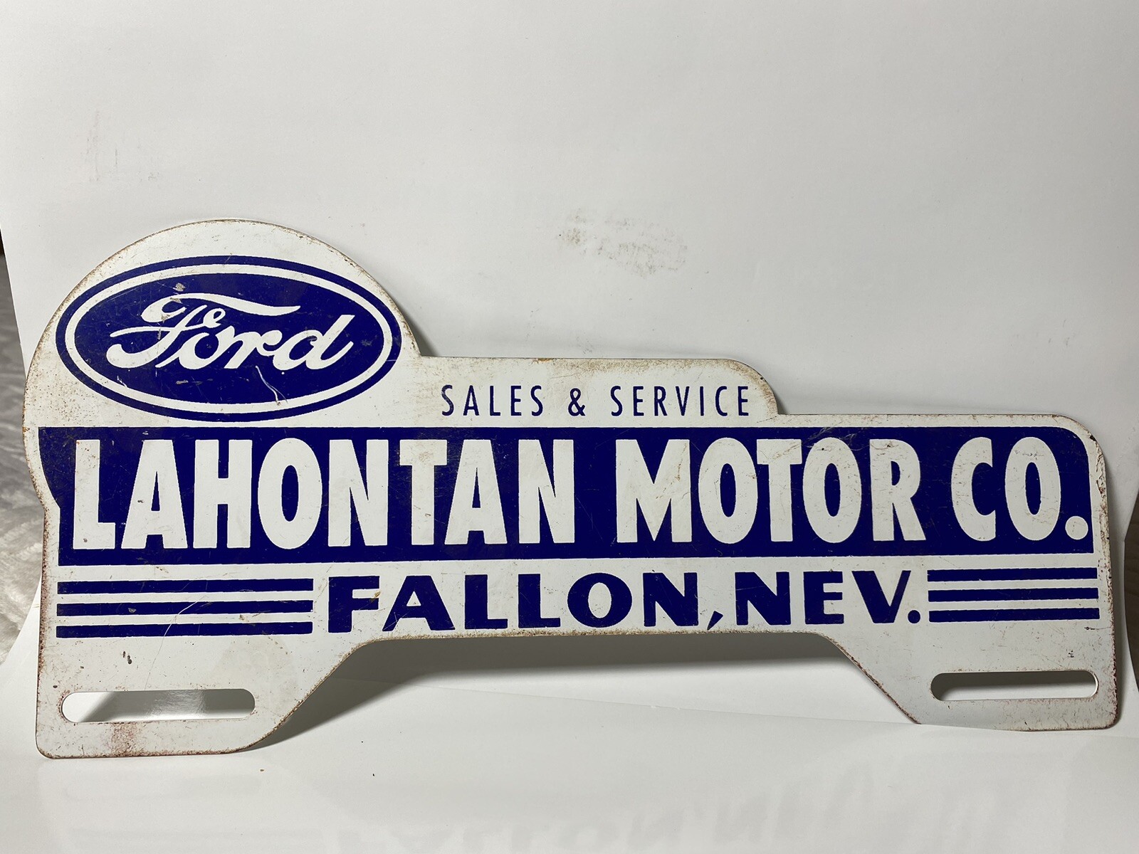 Vintage Ford Lahontan Motor Co License Plate Topper Metal License Plate Topper