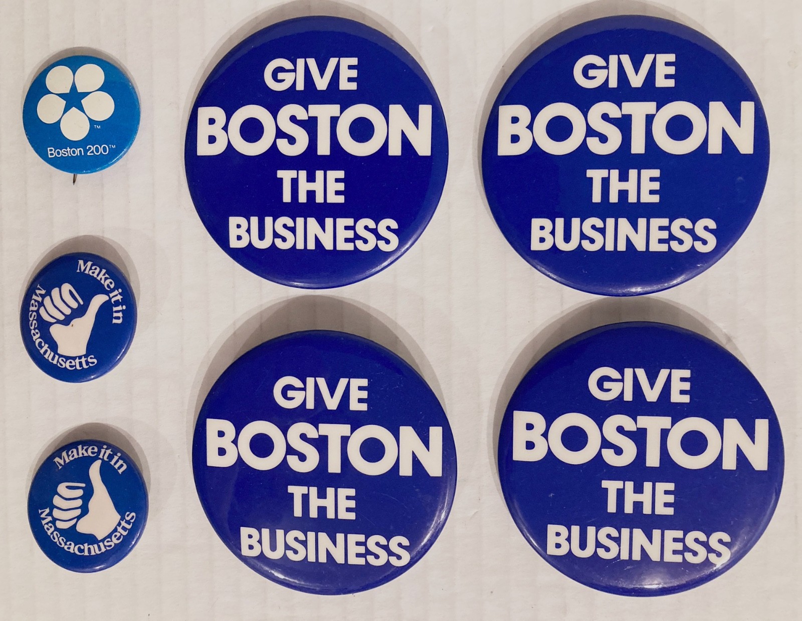 VTG Button Lot Boston Business Massachusetts Bicentennial Promotional Ad 70s 80s