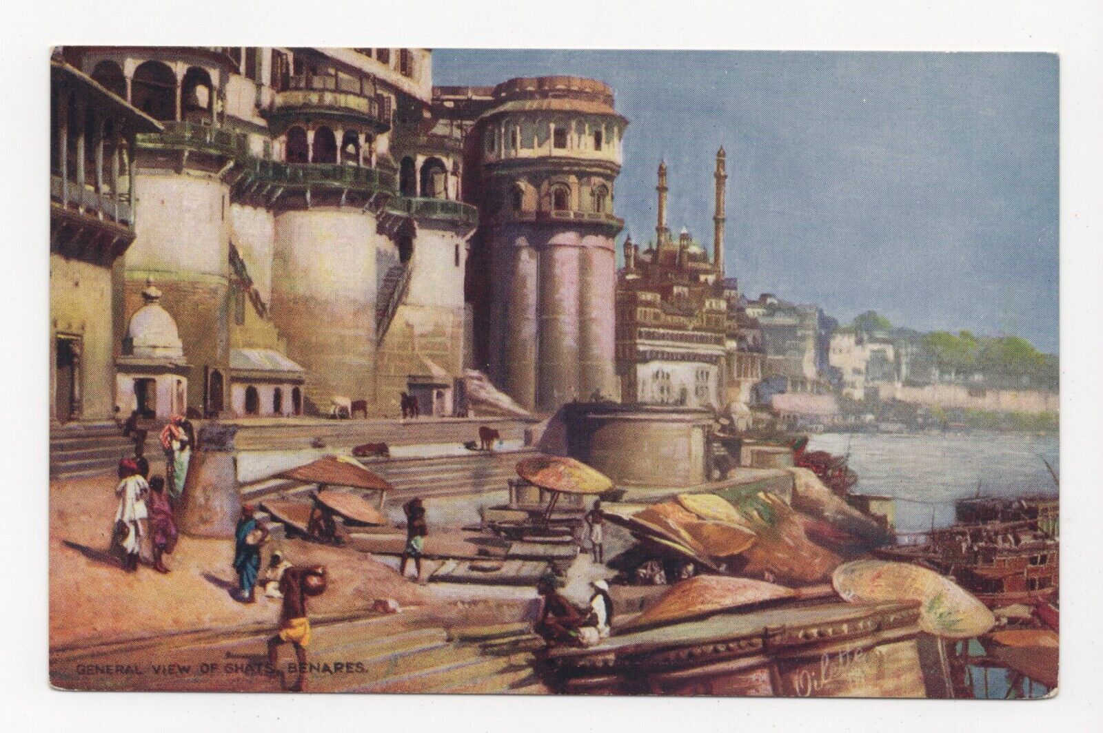 Ghats Benares India Tuck & Son\'s Oilettes Series Unposted Postcard
