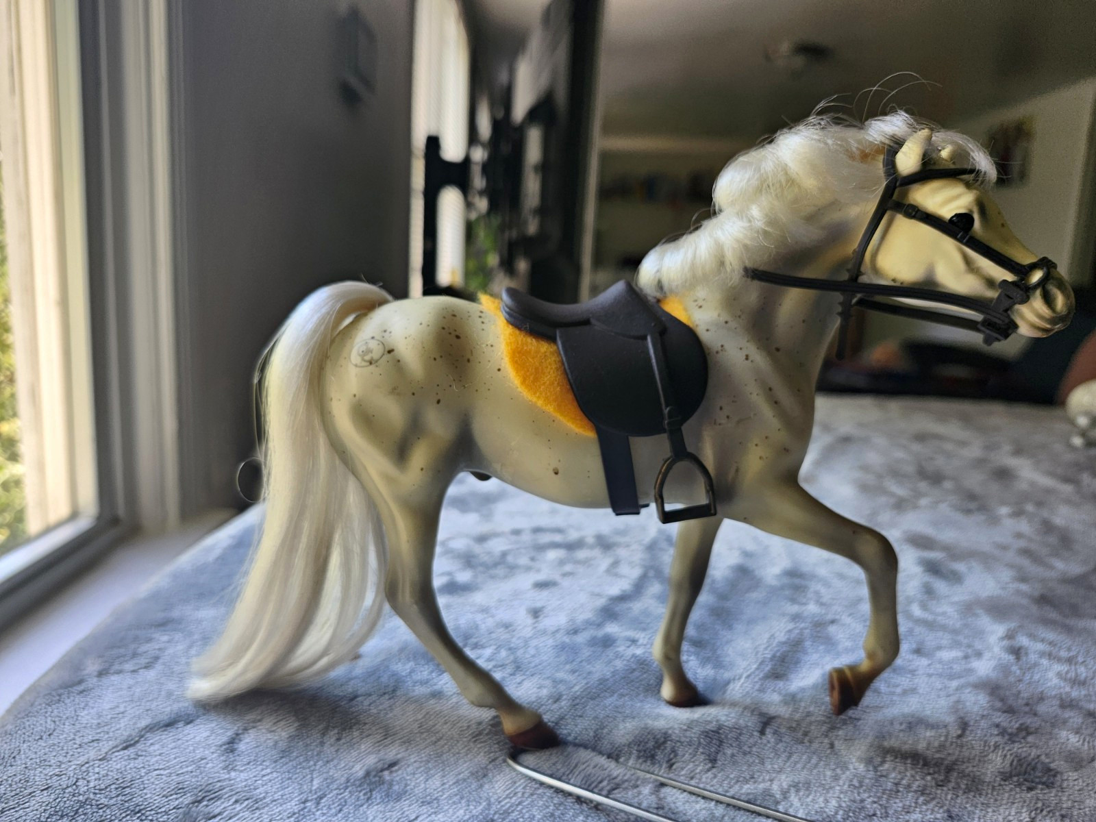 Vintage 1992  Marchon Grand Champion Horse  White Mane Saddle Bridle 90s Toy