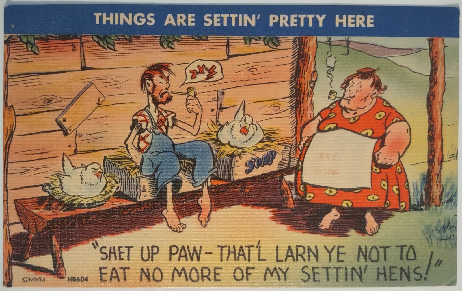 Vintage Postcard Comic Art Humor Chickens Hillbilly Vintage Postcard Comic Art Humor Chickens Hillbilly