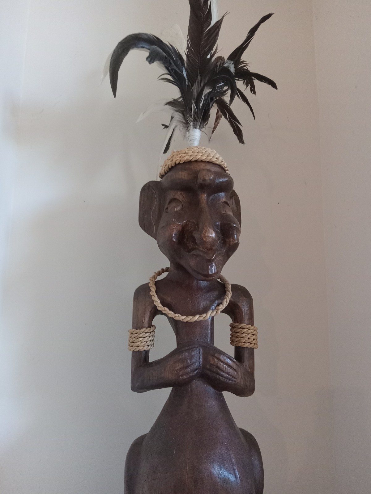 4ft TALL Wood AFRICAN  Figurine Statue Totem Carving