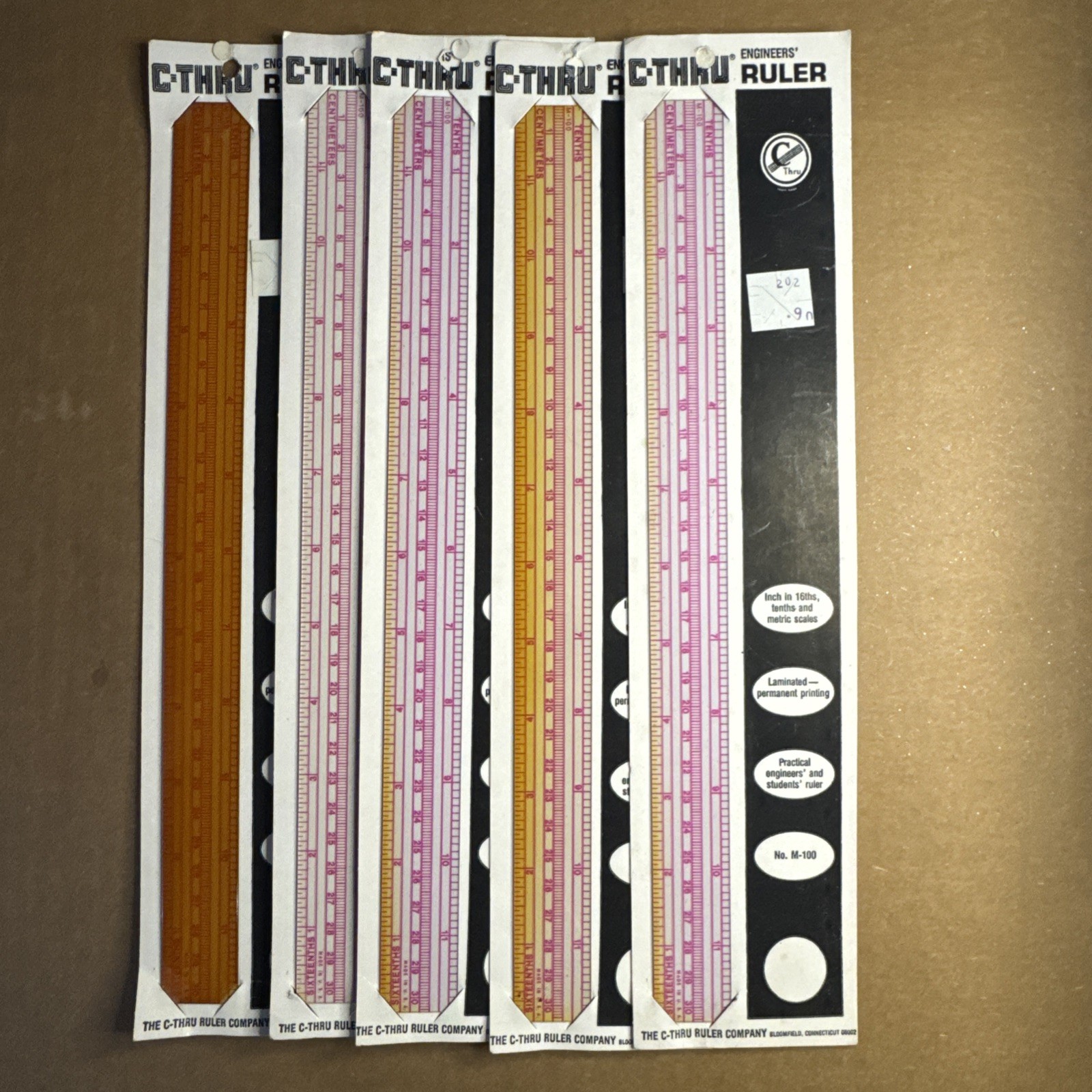 C-Thru Engineers Ruler No. M-100 Practical Measuring Tool Made In USA Vintage
