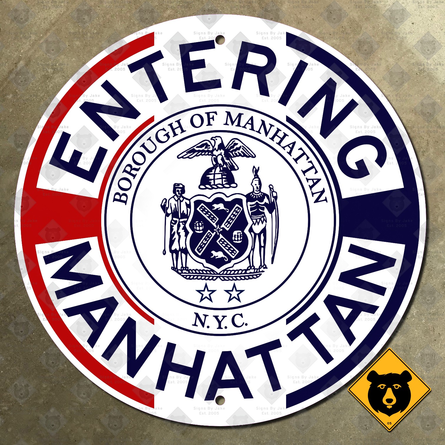 New York City Entering Manhattan limit welcome highway road street sign 12x12