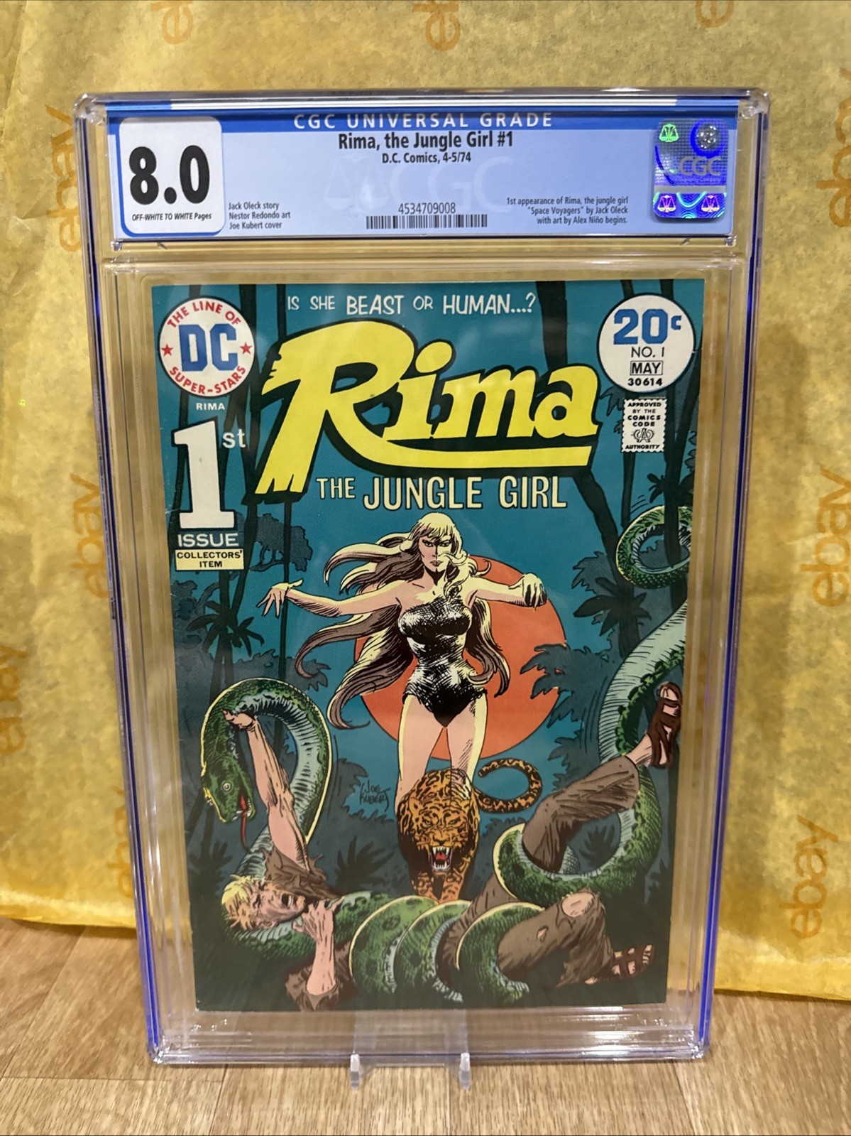RIMA THE JUNGLE GIRL #1 KUBERT Redondo ALEX NINO Superb GGA 1974 DC CGC 8.0