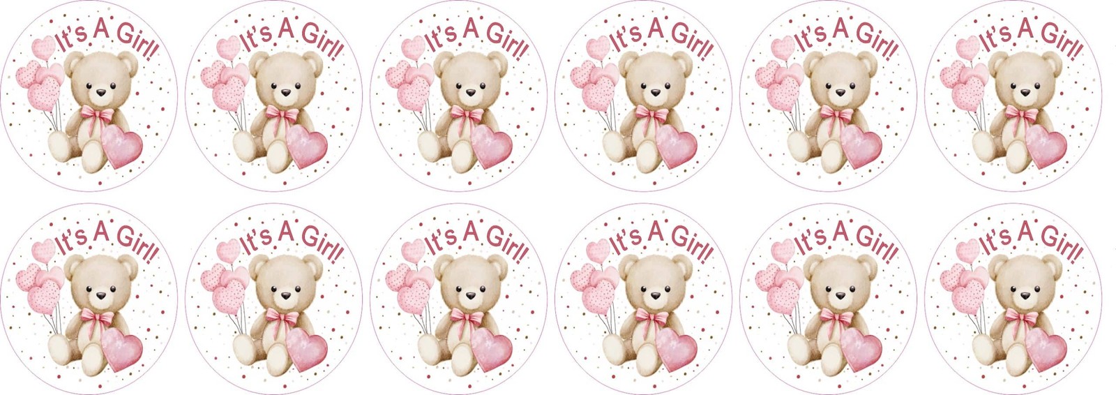 StickerTalk It\'s A Girl Teddy Bear Vinyl Stickers, 1.5 Inches by 1.5 Inches