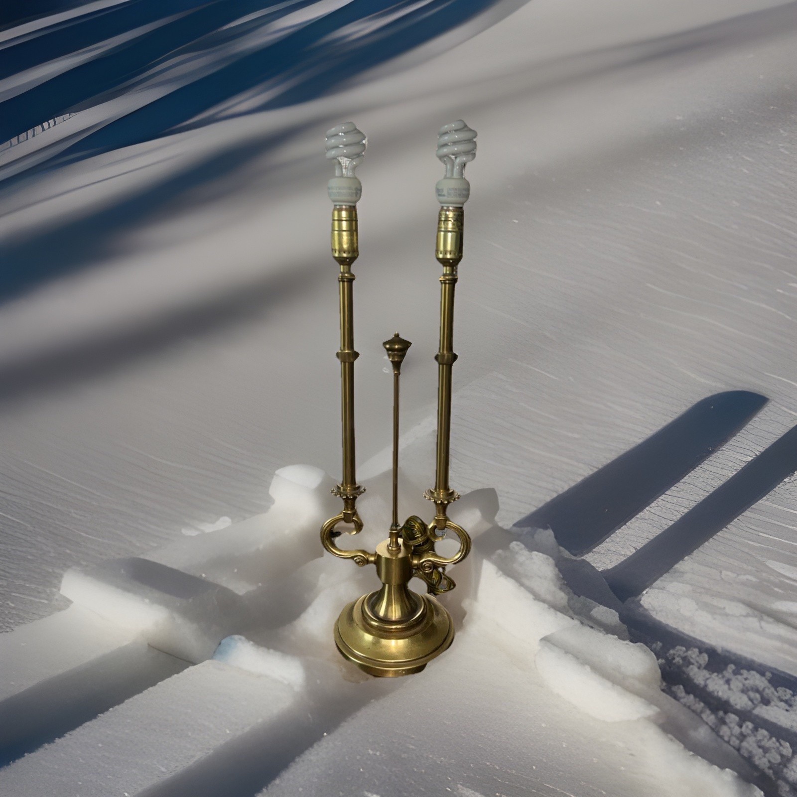 Vintge Stiffel Brass Double Bulb Pull Chain Lamp No Shade