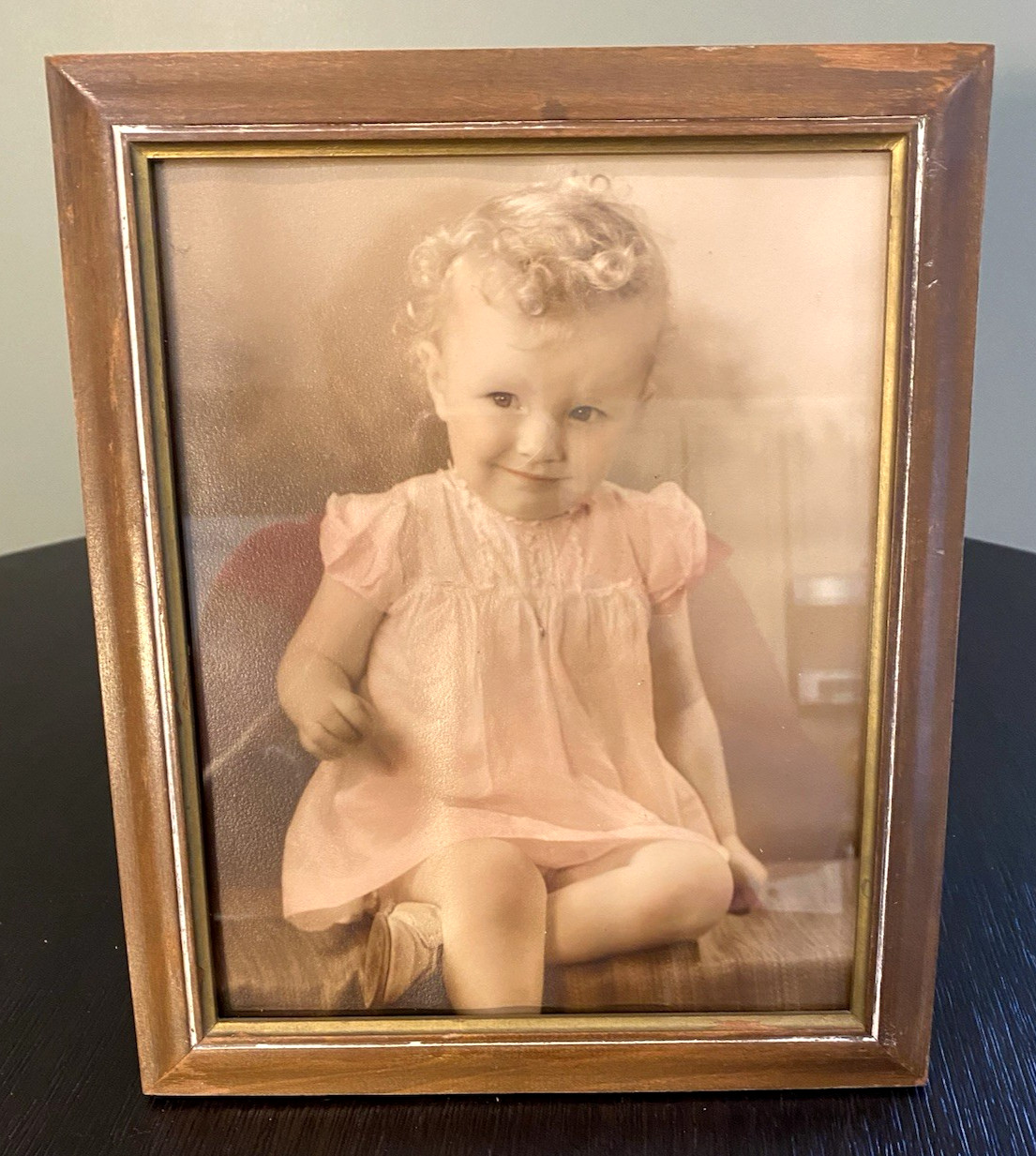 Vtg Hand Tinted Baby Girl Framed Studio Portrait Photograph 8x10 Vtg Hand Tinted Baby Girl Framed Studio Portrait Photograph 8x10