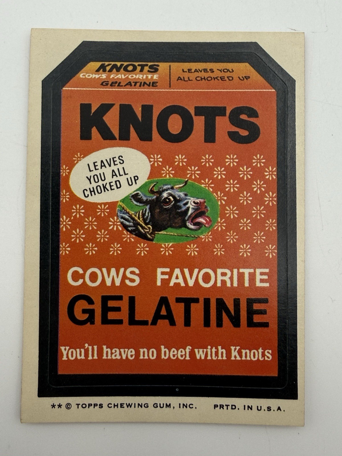 1973 Topps Wacky Packages Series 2 Knots Gelatine Sticker Tan Back 1973 Topps Wacky Packages Series 2 Knots Gelatine Sticker Tan Back