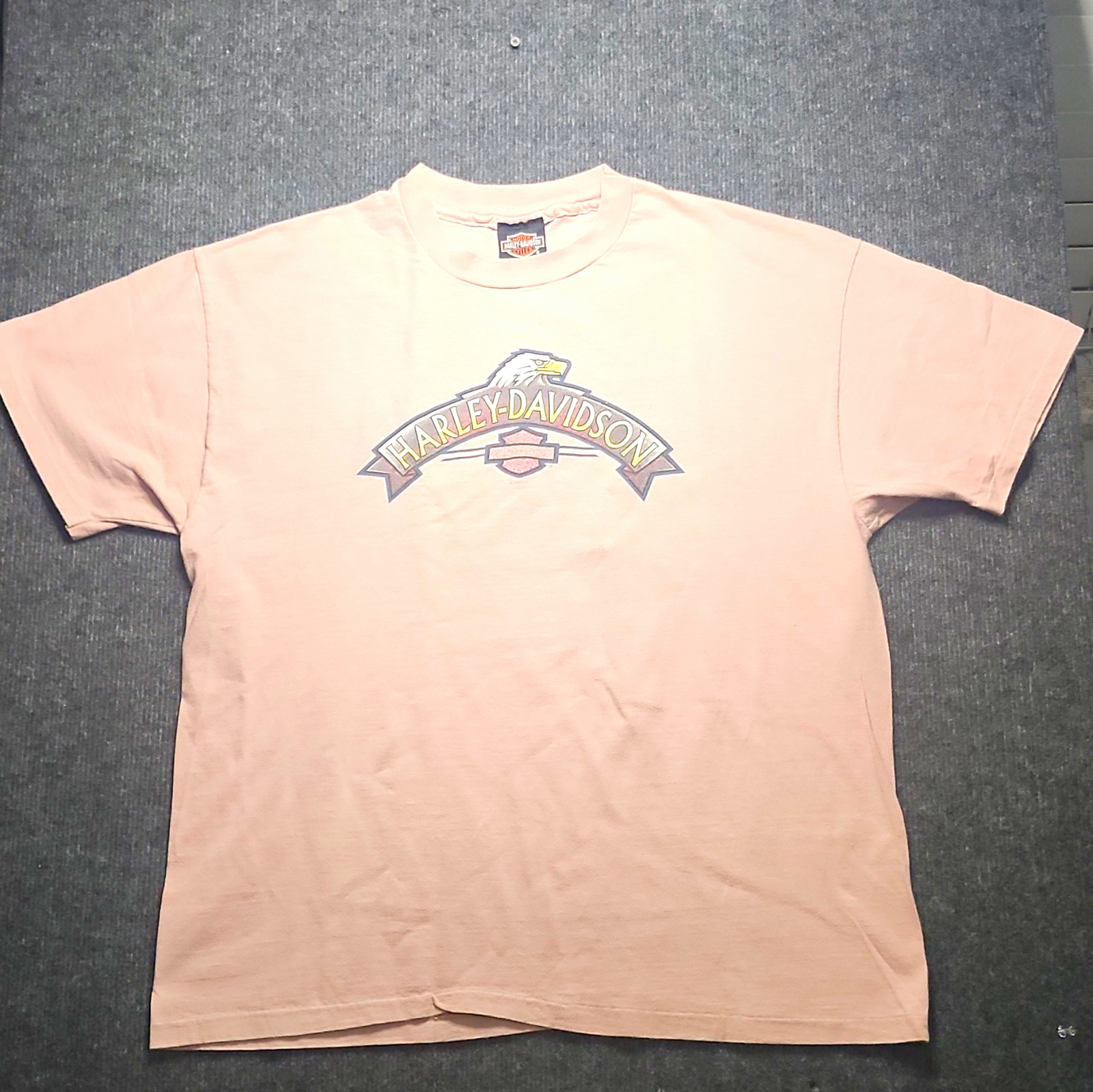 Vintage 1997 Harley Davidson Shirt XL Hanes Beefy-T Ft Myers Florida Pink Tan