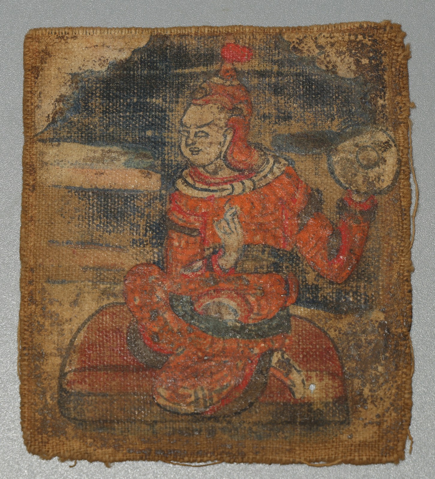 Tibet 18th Cen. Tsaklis Thangka Red Btsan Mountain Protector Tshan Warrior Deity