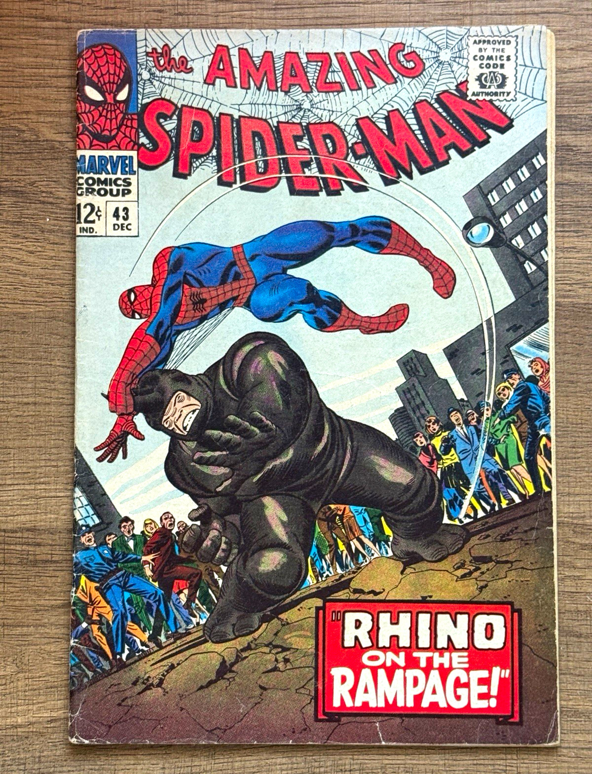 AMAZING SPIDER-MAN #43 RHINO ON THE RAMPAGE 1966 ASM MARVEL COMICS 
