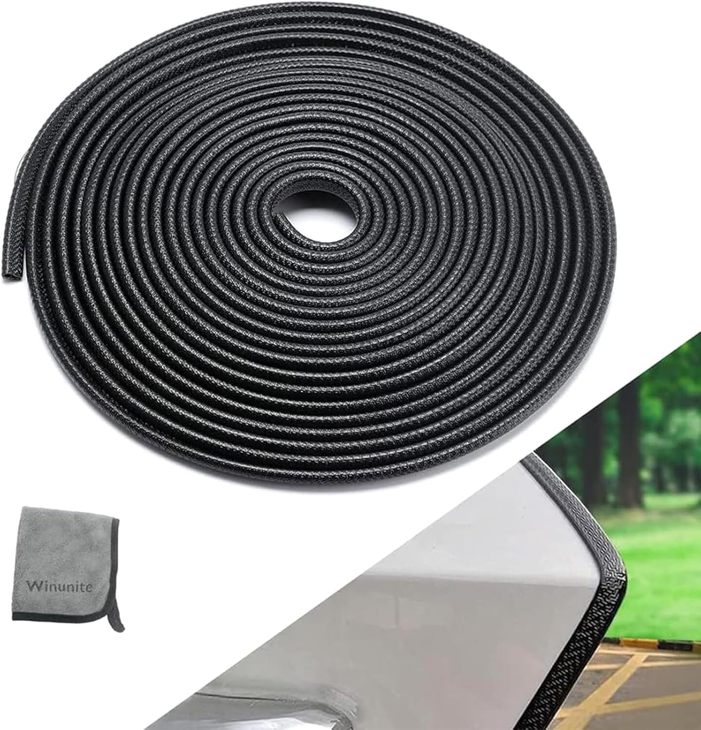 Winunite 16.4Ft(5M) Car Door Edge Guards No Glue Universal Fit U Shape Rubber Ed