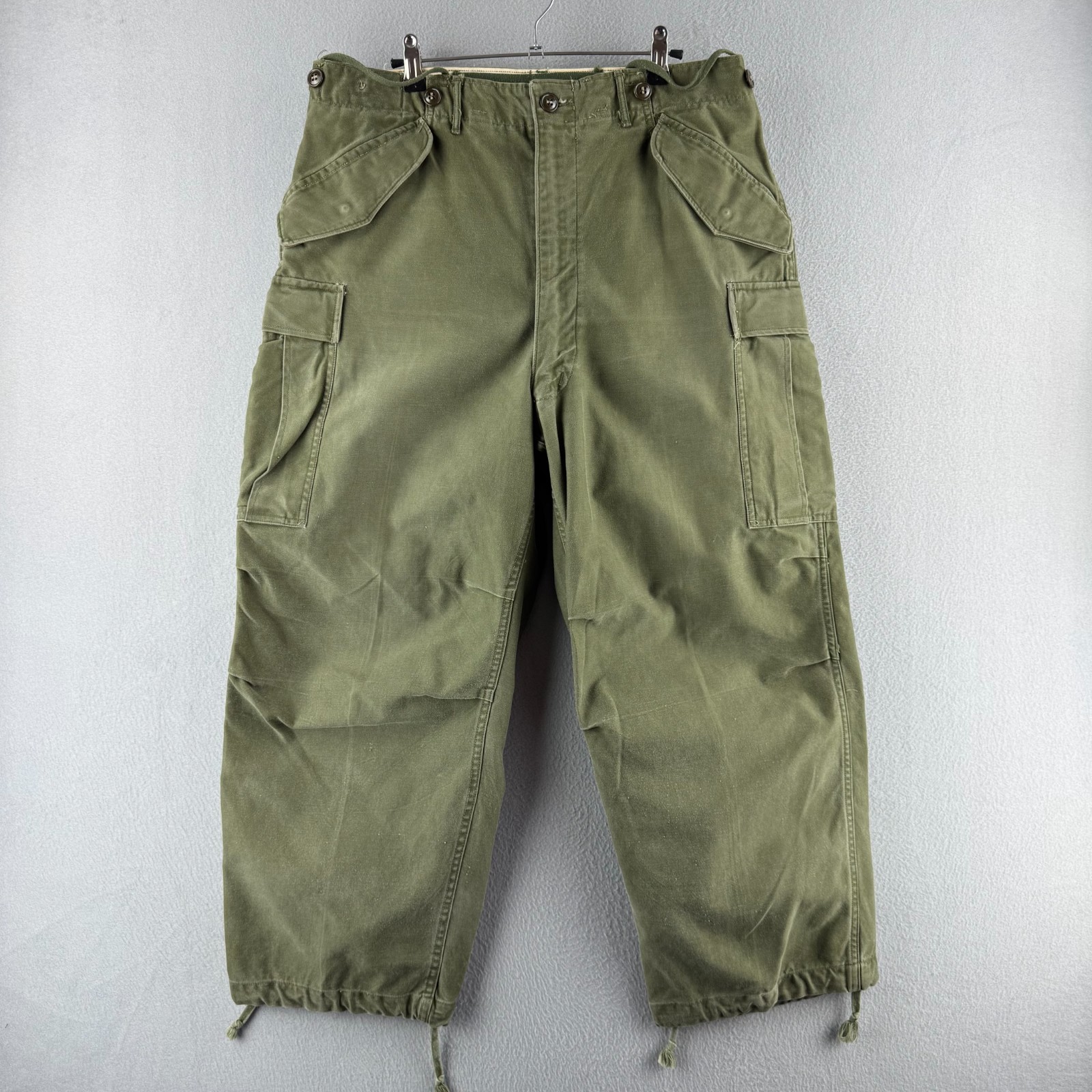Vintage 50s Military Pants Mens Medium Short Korean War Cargo M-51 Field Baggy