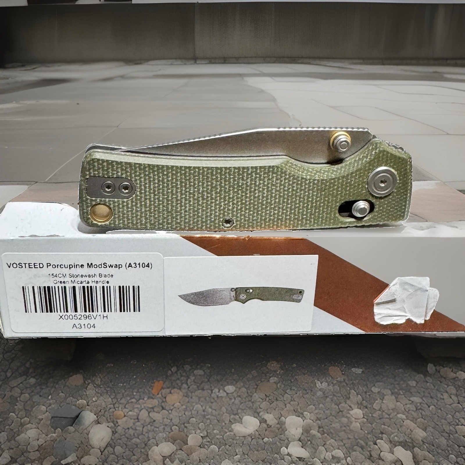 Vosteed Porcupine Modswap Green Micarta Folding 14C28N Pocket Knife A3104