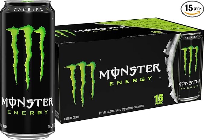 Monster Energy Drink, Green, Original, 16 Ounce (Pack of 15) Fresh Supply