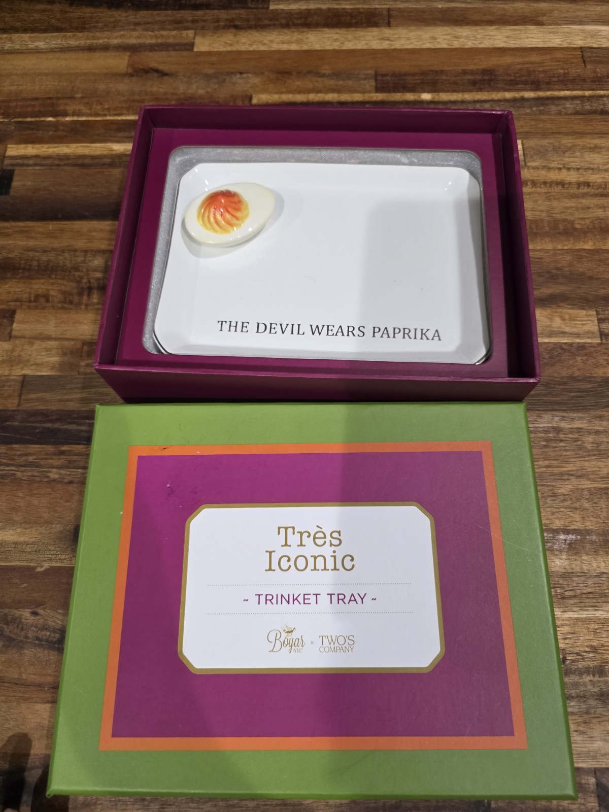 NIB Boyar NYC × Two\'s Company Devil Wears Paprika Tray Trinket Dish  Deviled Egg