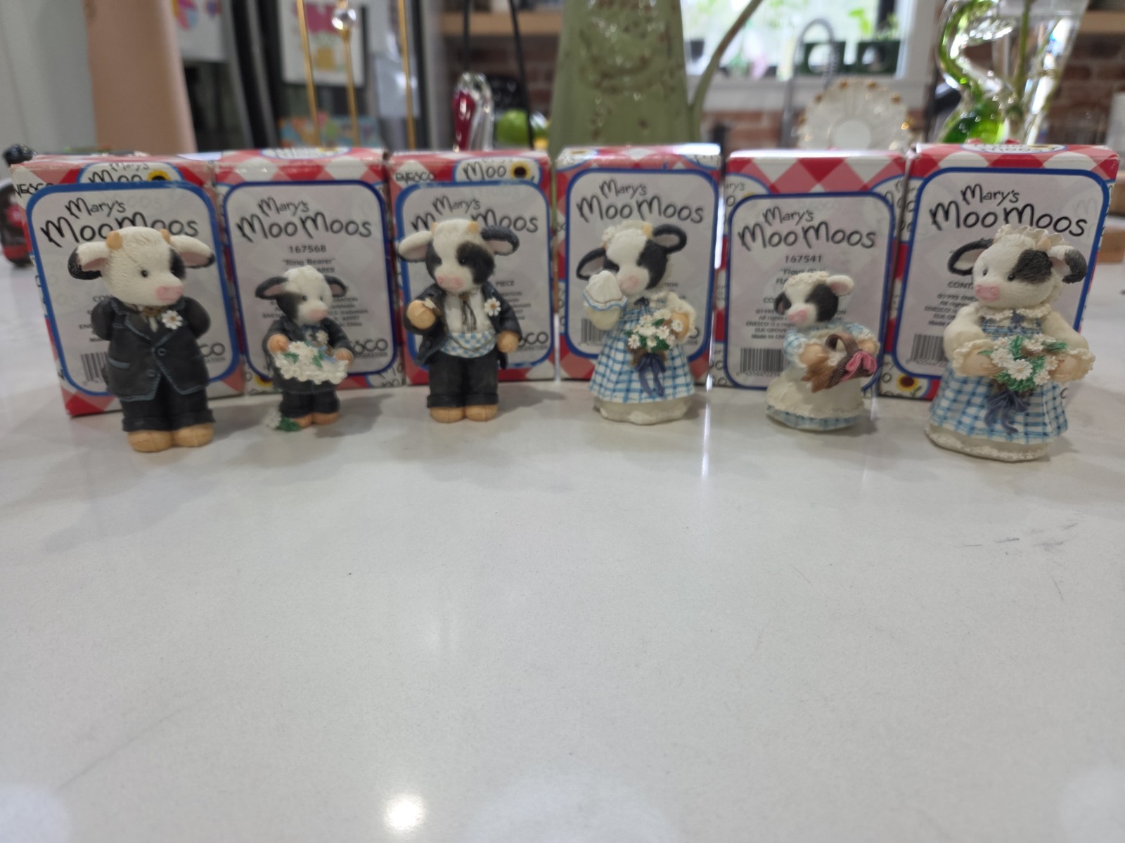 Vintage Lot of 6 Mary’s Moo Moos Figurines Enesco 1995 Wedding Set - Read Vintage Lot of 6 Mary’s Moo Moos Figurines Enesco 1995 Wedding Set - Read