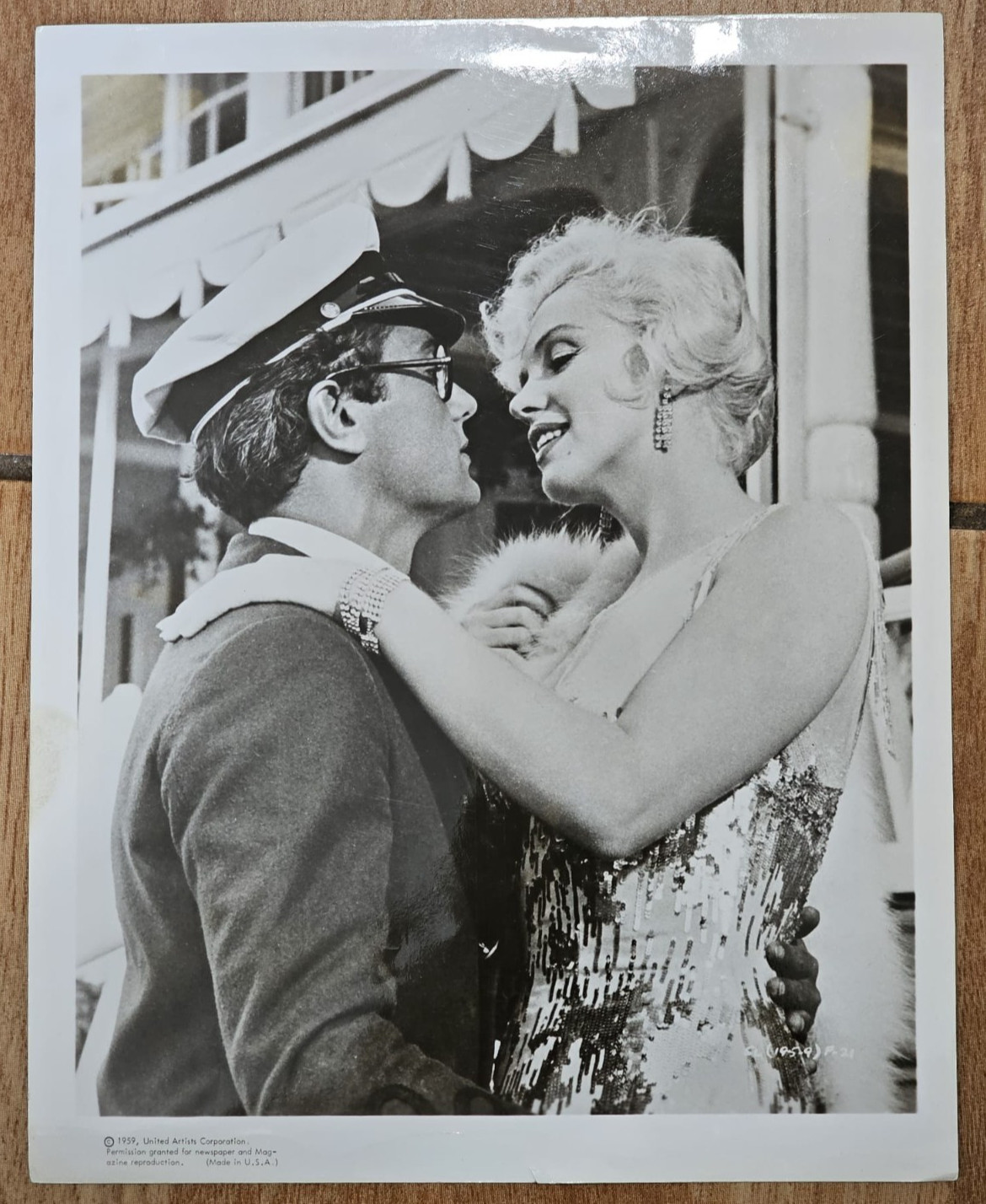 HOLLYWOOD BEAUTY MARILYN MONROE + TONY CURTIS 1959 PORTRAIT ORIG PHOTO 454