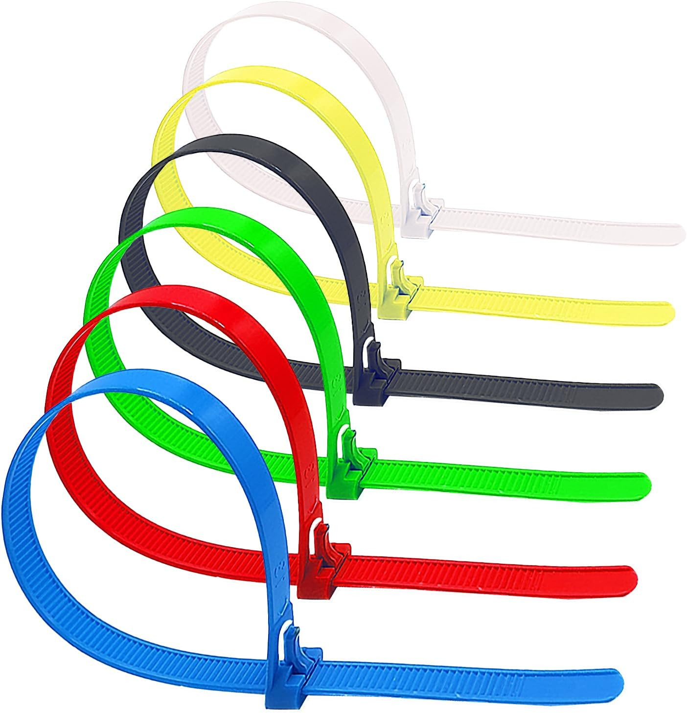 100 Pcs 12 Inch Color Reusable Zip Ties, Heavy Duty Releasable Cable Ties, Self- 100 Pcs 12 Inch Color Reusable Zip Ties, Heavy Duty Releasable Cable Ties, Self-