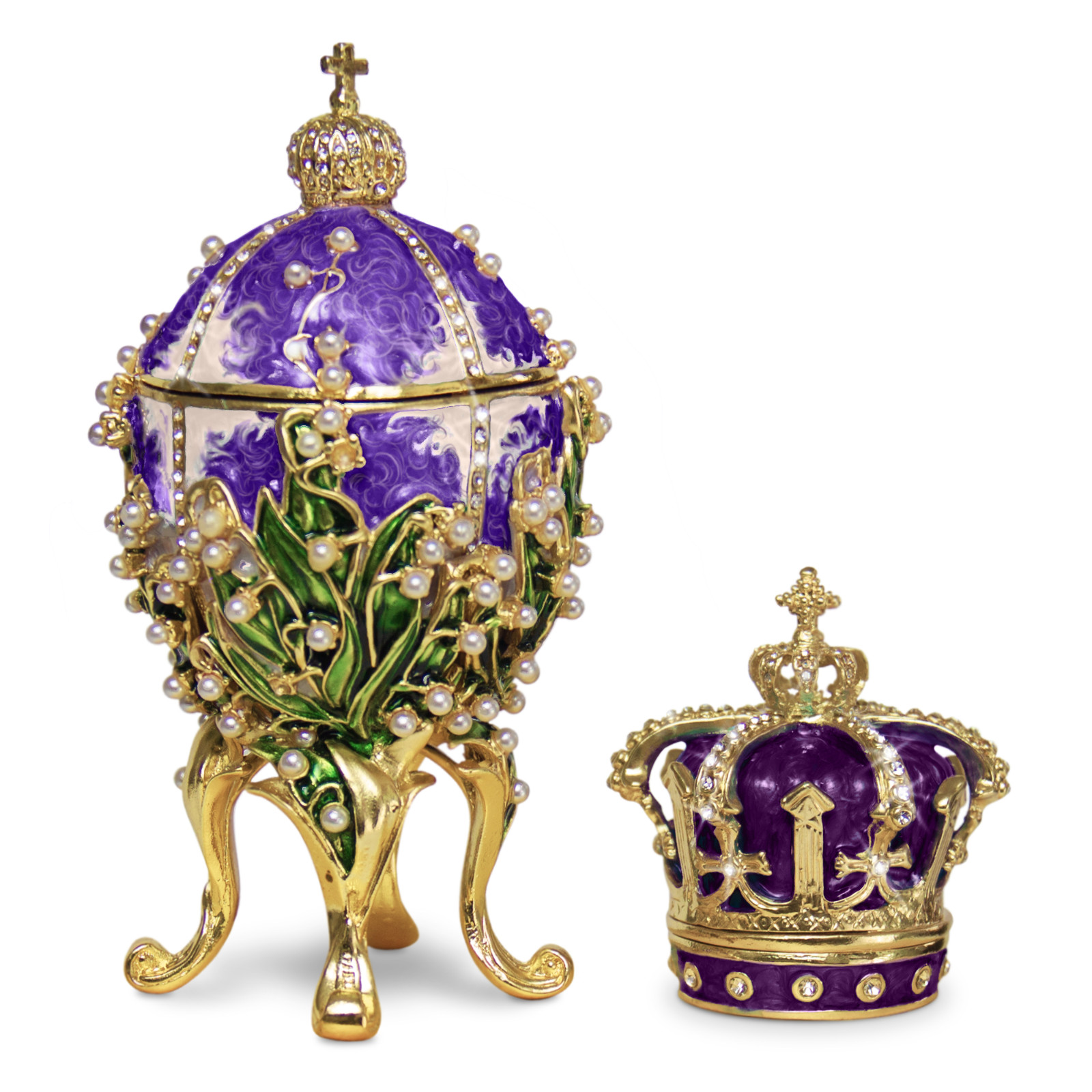 Purple Lilies of the Valley Easter Egg Replica Extra Large 5.9 inch + Crown