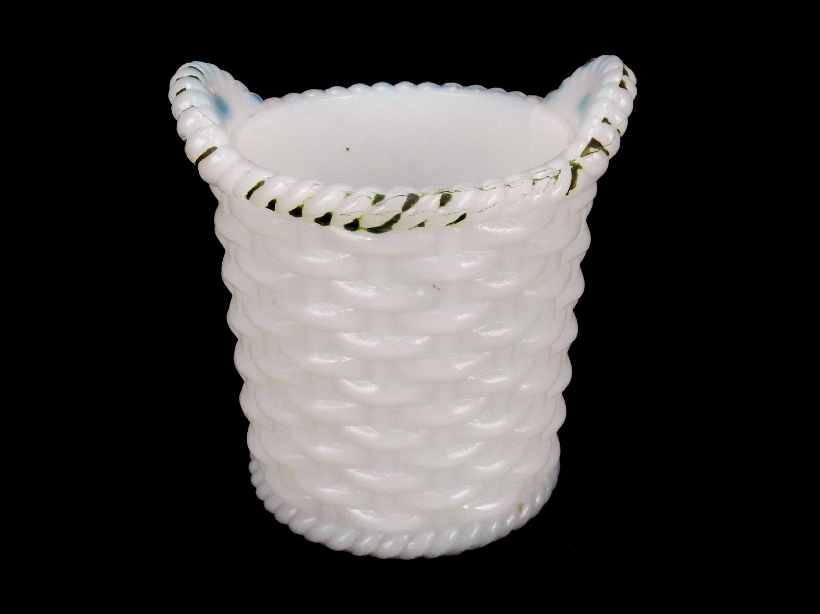 White Milk Glass Toothpick Holder, Rope Edge Basketweave, Westmoreland, #TPK-310 White Milk Glass Toothpick Holder, Rope Edge Basketweave, Westmoreland, #TPK-310