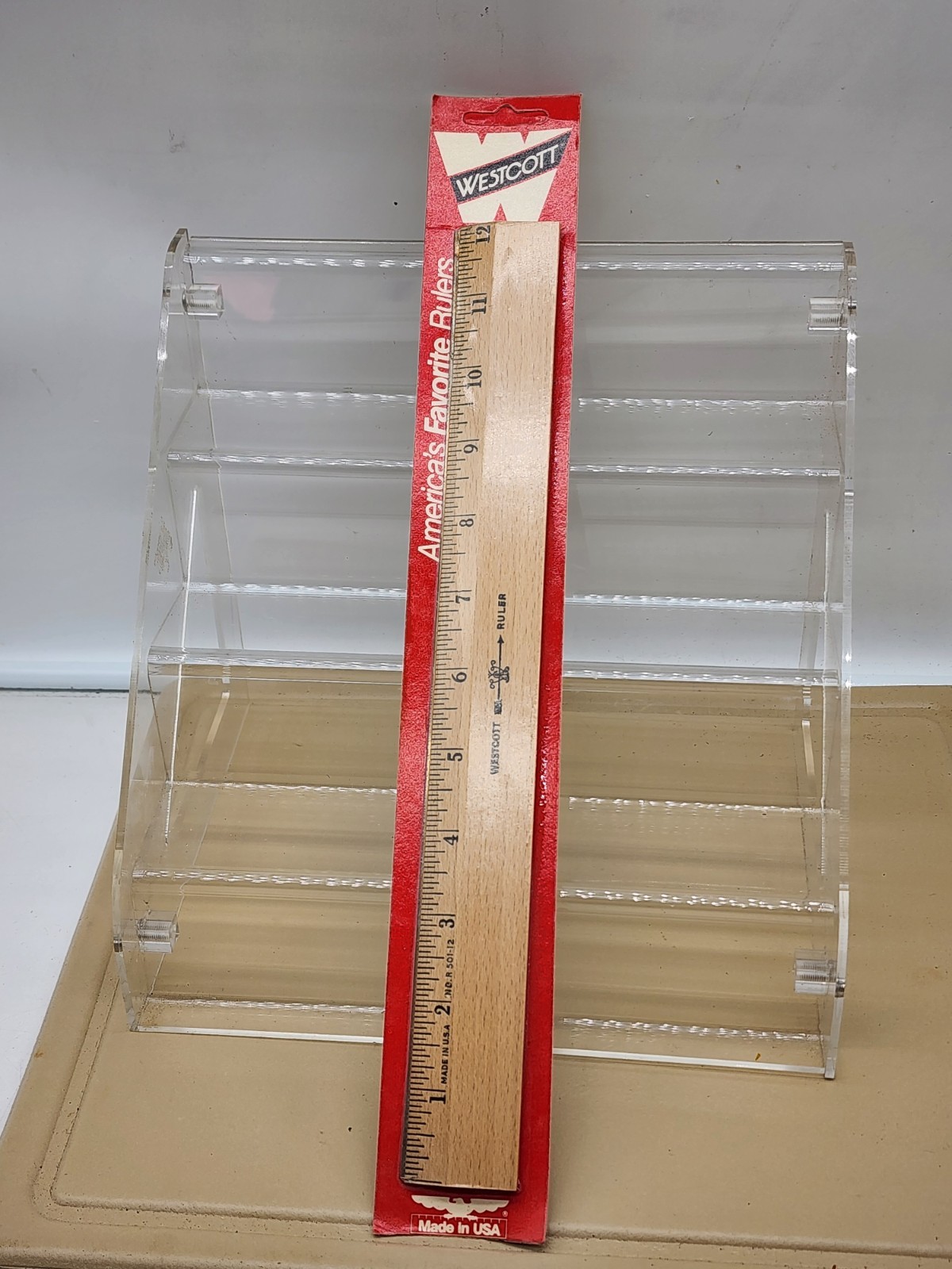 1 NEW Vintage Falcon Wooden Ruler 18” Auburn Maine USA Made NOS QUALITY W METAL