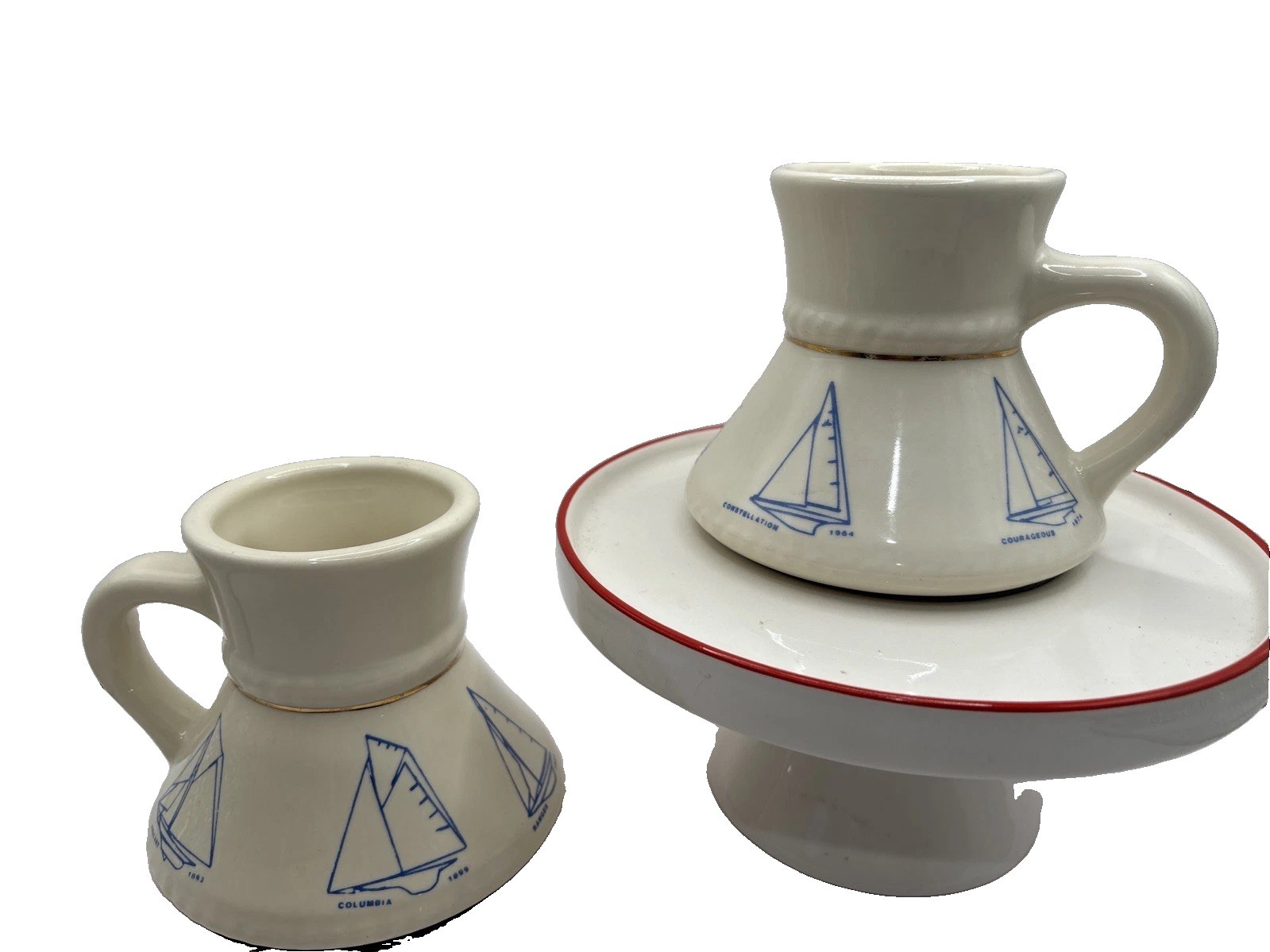 Vintage America’s Cup No Spill Mug 80s Sailing Sailboats Yacht NYC