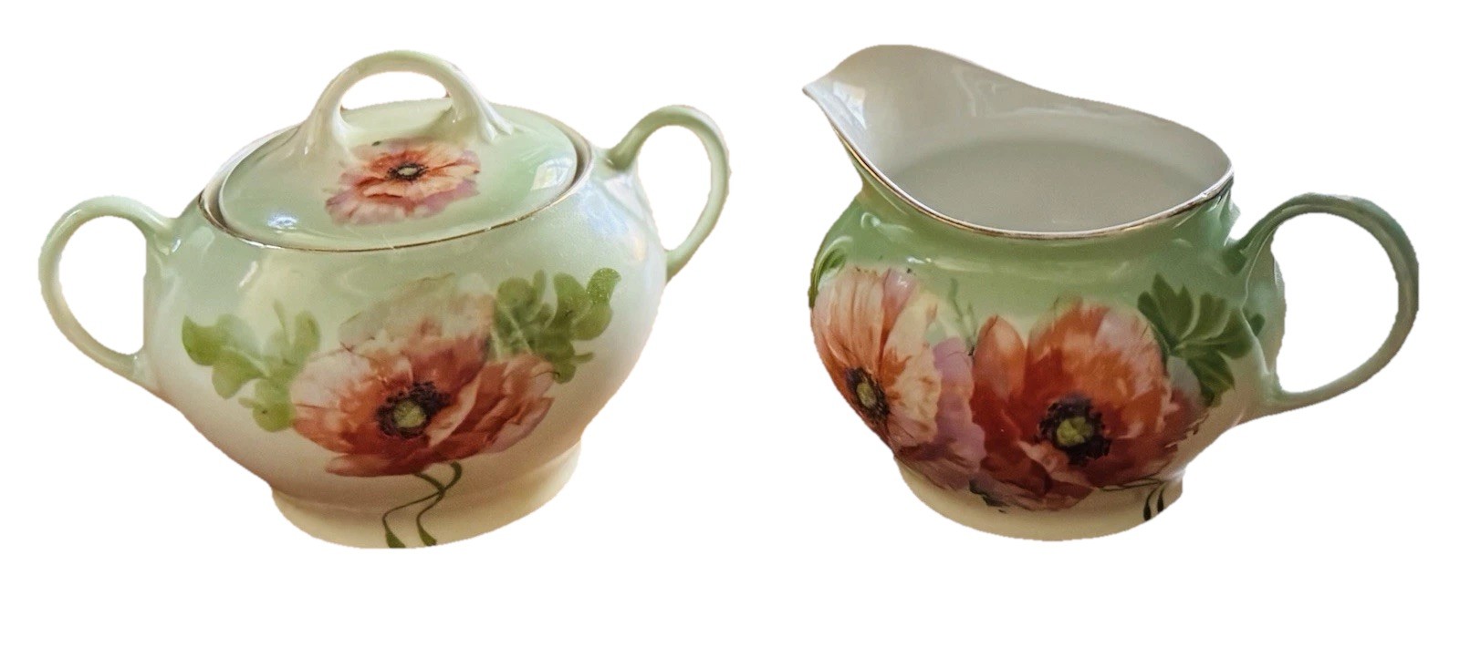 Antique Sugar Creamer Set ZS & C Floral Bavaria Germany Antique Sugar Creamer Set ZS & C Floral Bavaria Germany