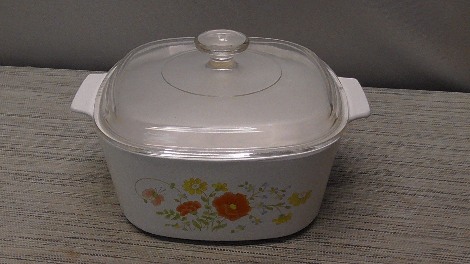 Vintage Corning Ware Orange floral Casserole Dish A-3-B with Lid 3 quart