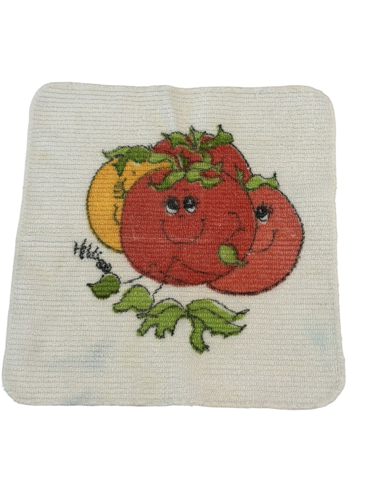 VTG Cannon Washcloth Kitchen Anthropomorphic Tomatoes Hilde Retro Kitschy MCM
