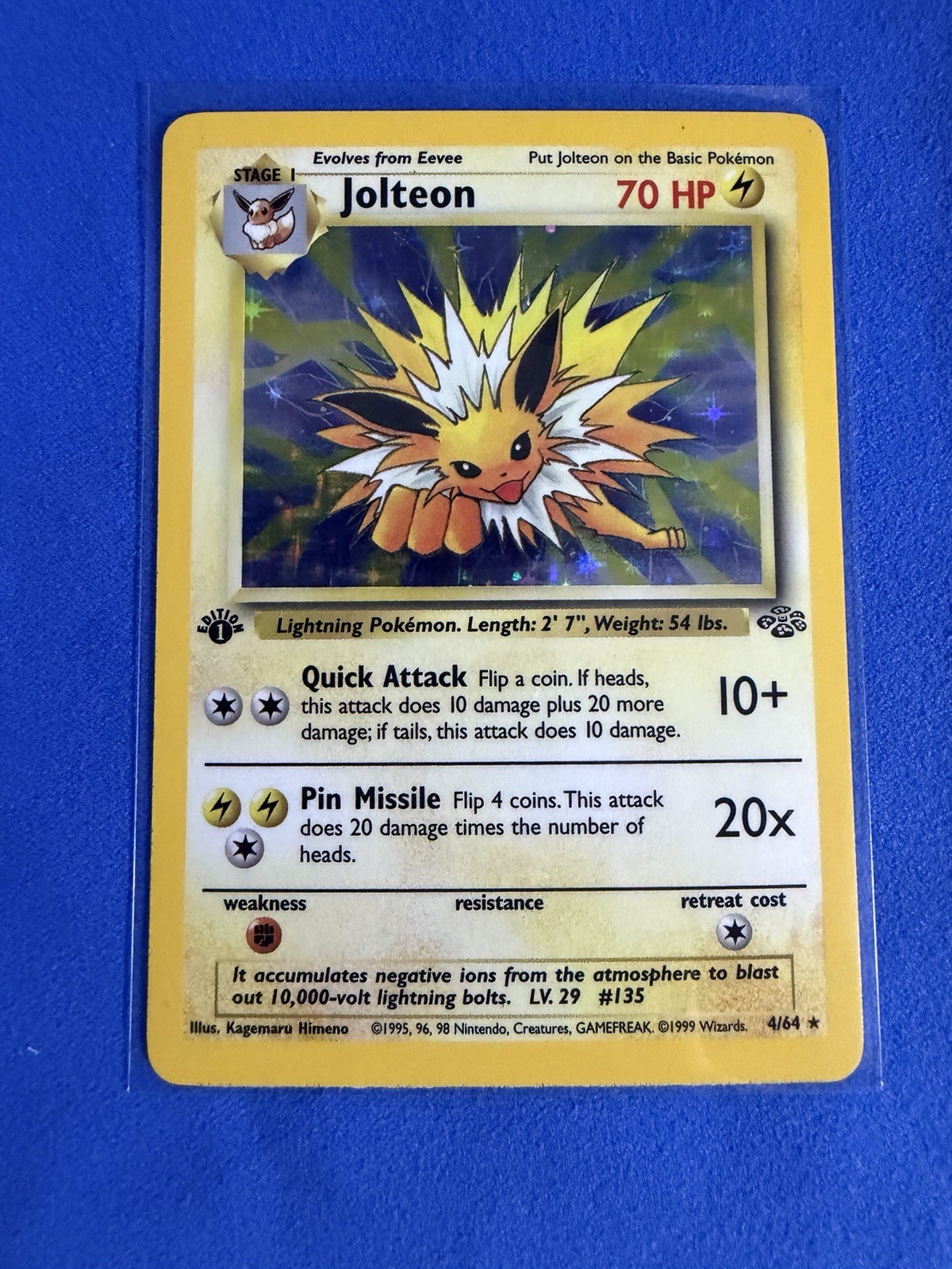 1999 Pokemon Jungle Jolteon 4/64 Holo Rare 1st Edition NM WOTC Vintage