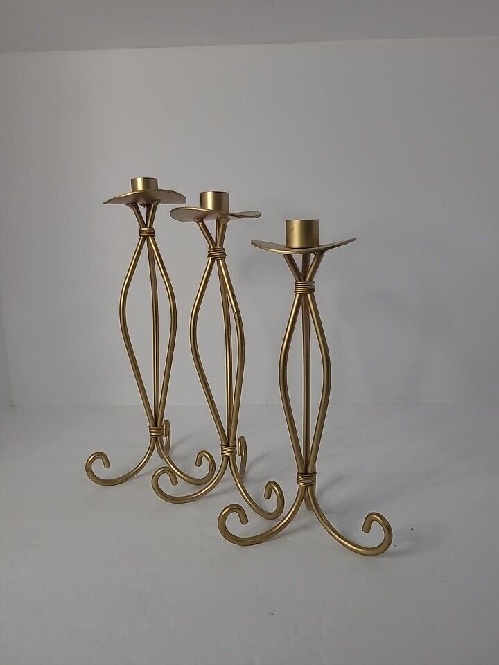 3 pc set Vintage Metal Candle Holders. By Crown Court. F