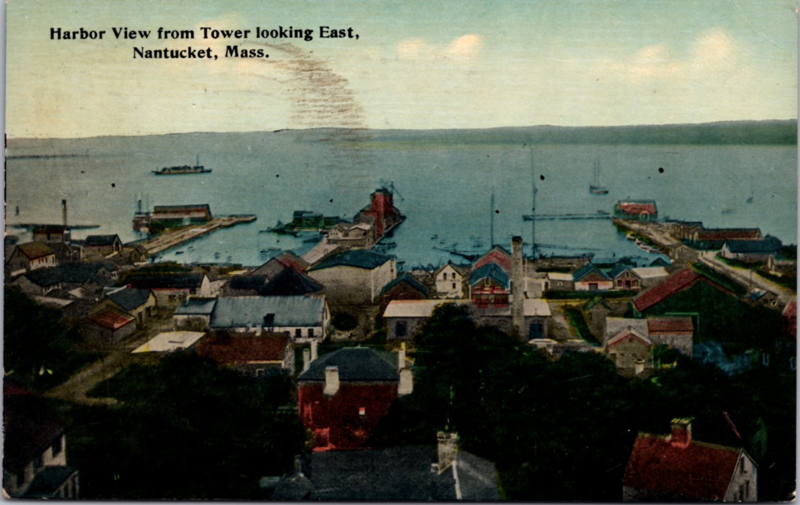 Nantucket Harbor View Antique 1923 - Photo Postcard