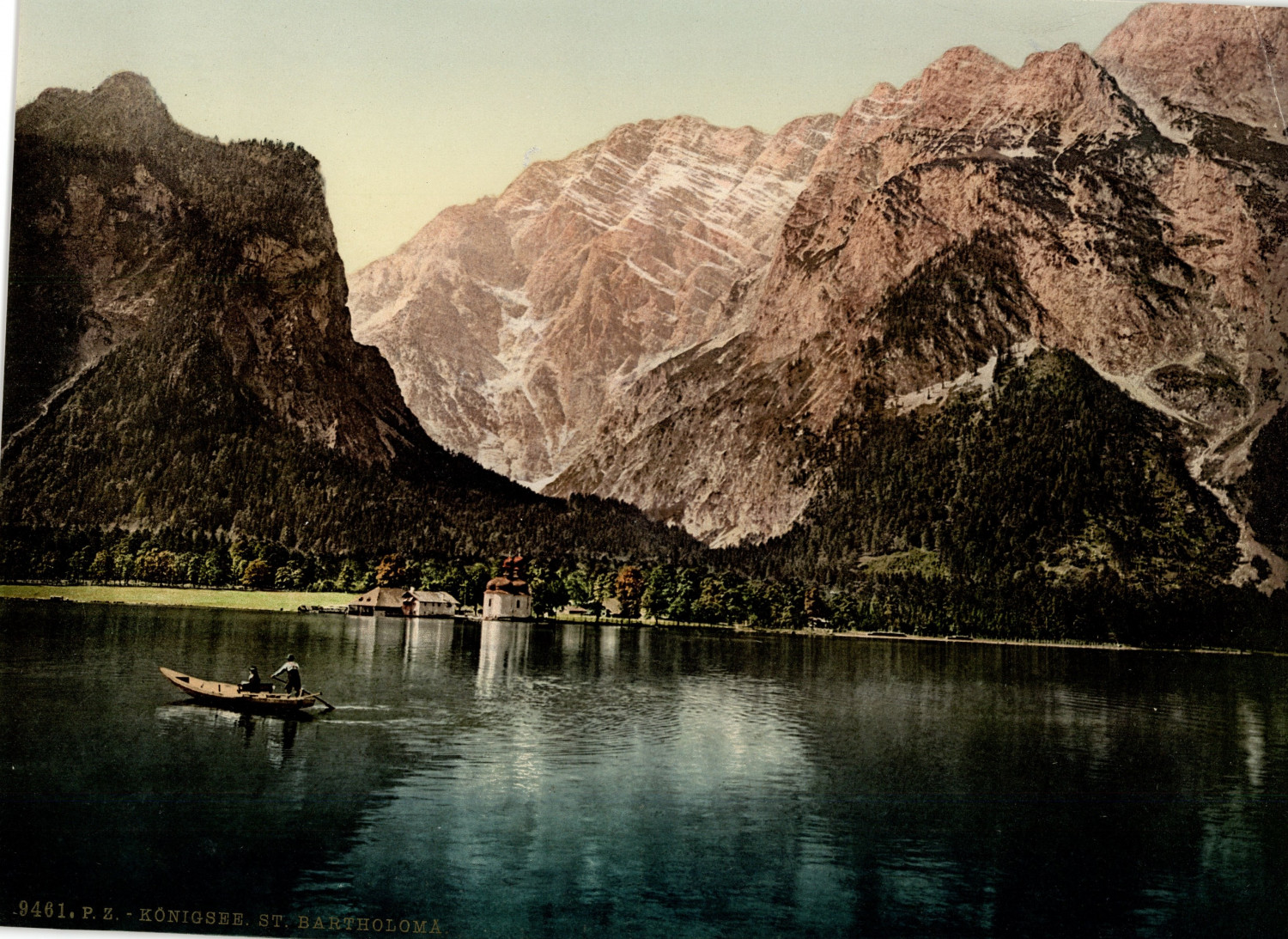 Germany, Königssee, St. Bartholomä vintage photochrome photochrome, vintage