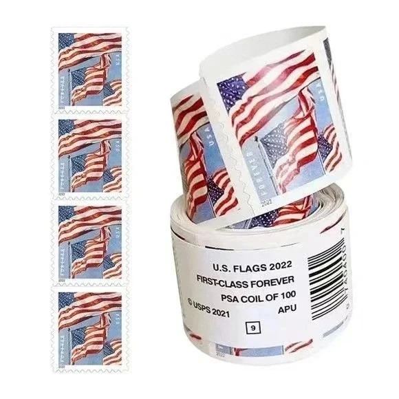 2022 Patriotic Flag Roll - 100 Count Single Coil Collector Grade MNH Mint Lot