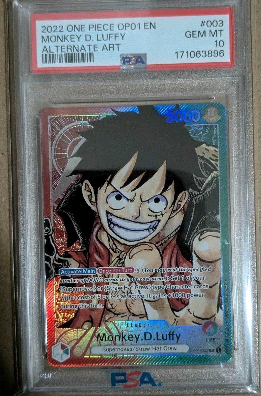 Op01 Monkey.D.Luffy OP01-003 And OP01-016 Nami Pre Errata PSA 10's Sequential