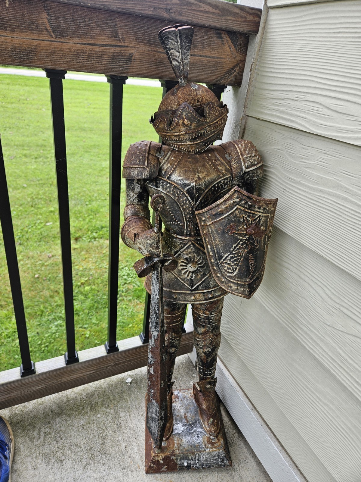 Large Metal Knight Statue