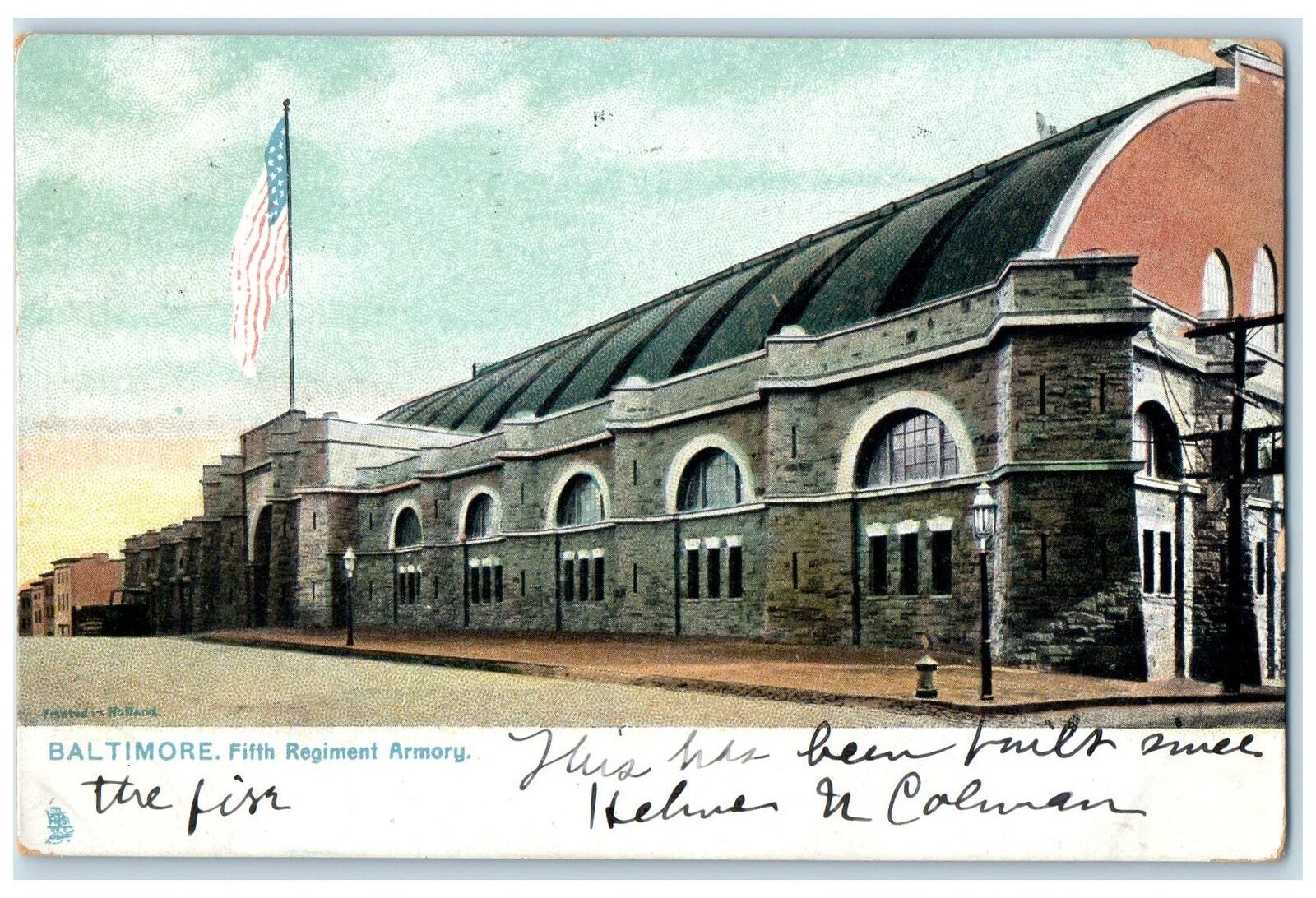1906 Baltimore Maryland Fifth Regimen Armory Building Camp US Flag MD Postcard