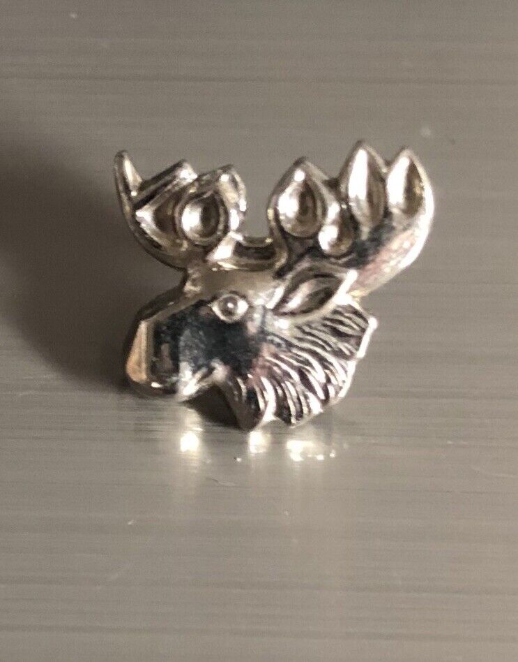 VTG Sterling Silver Loyal Order Of Moose Fraternity Screw Back Collar Lapel Pin