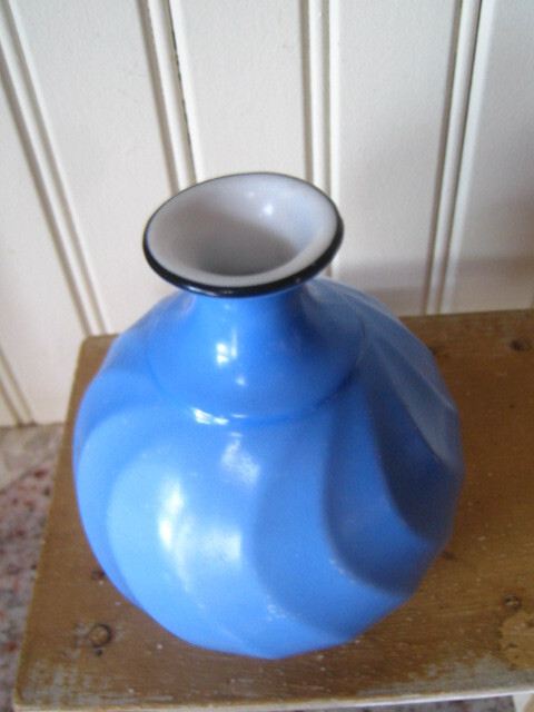 Adorable Small  Blue Swirl Bowl Vase Bavaria Germany 3.75\
