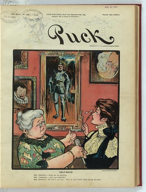 New York NY 1899 Self-Made Ancestors Painting Cartoon Elderly Woman Young Woman