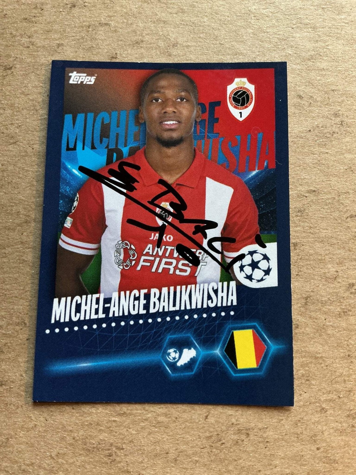 Michel-Ange Balikwisha, DR Kongo 🇨🇩 Royal Antwerp FC 2023/24 Topps hand signed
