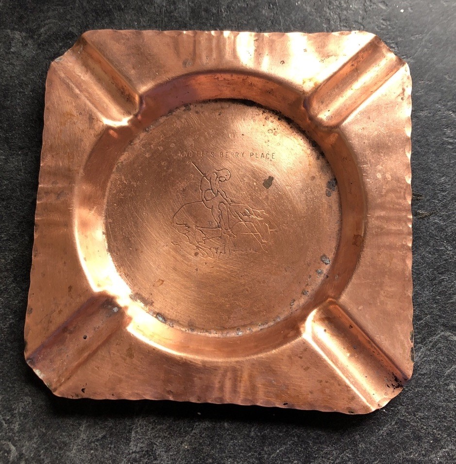 VTG Stamped Copper Ashtray Horse With Indian Warrior Souvenir Knotts Berry Place