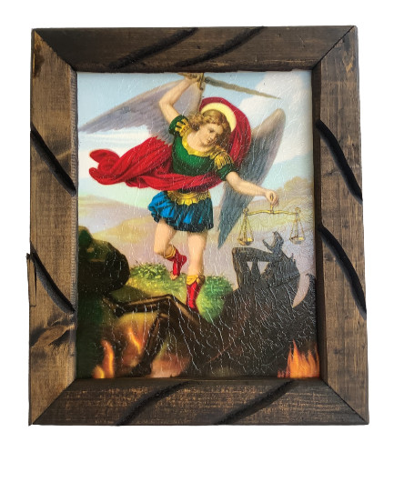 San Miguel Arcángel Imagen en Cuadro Rústico 9x11 Religious Frame