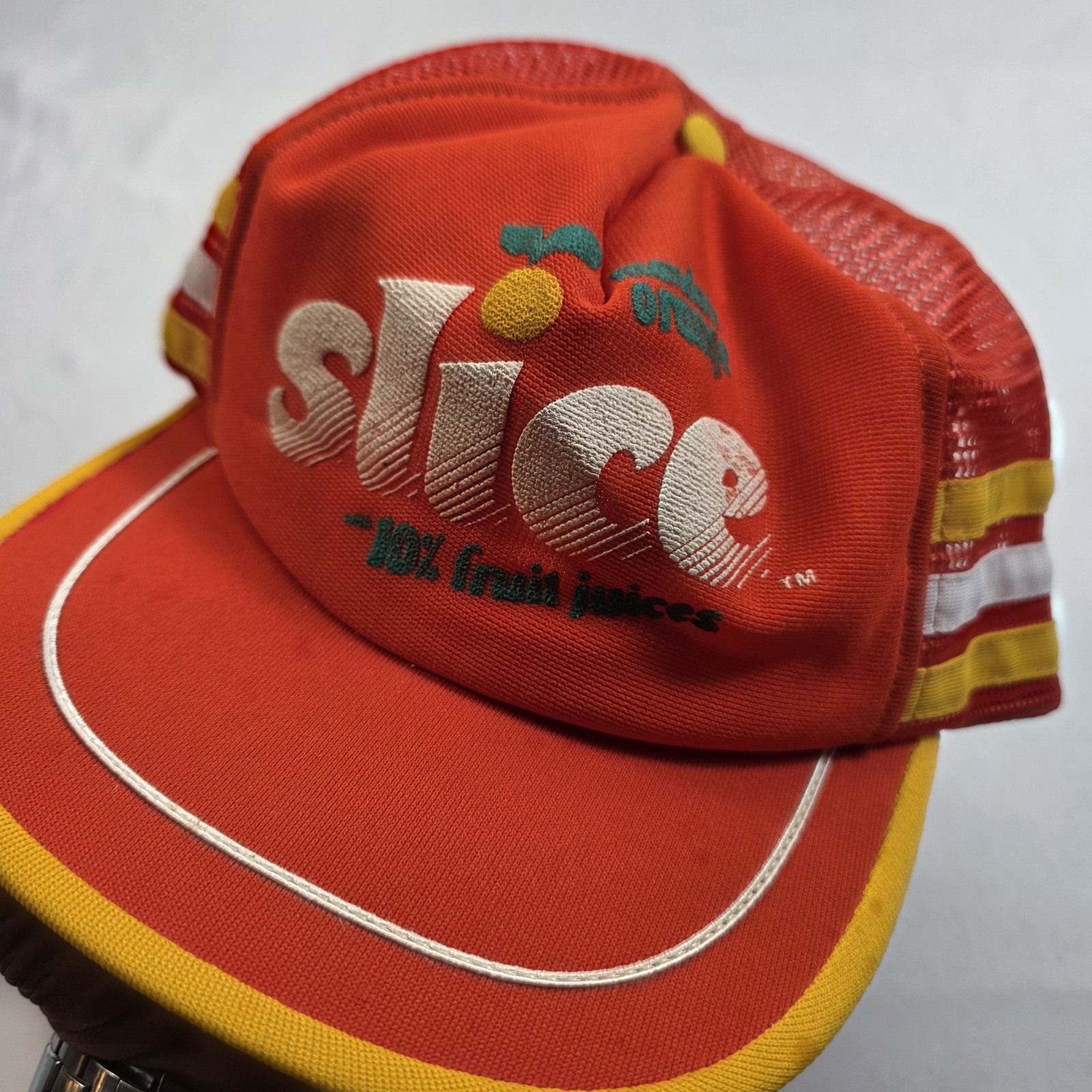 Vintage Slice Mandarin Orange Trucker Hat Mesh Snapback Cap Made USA One Size