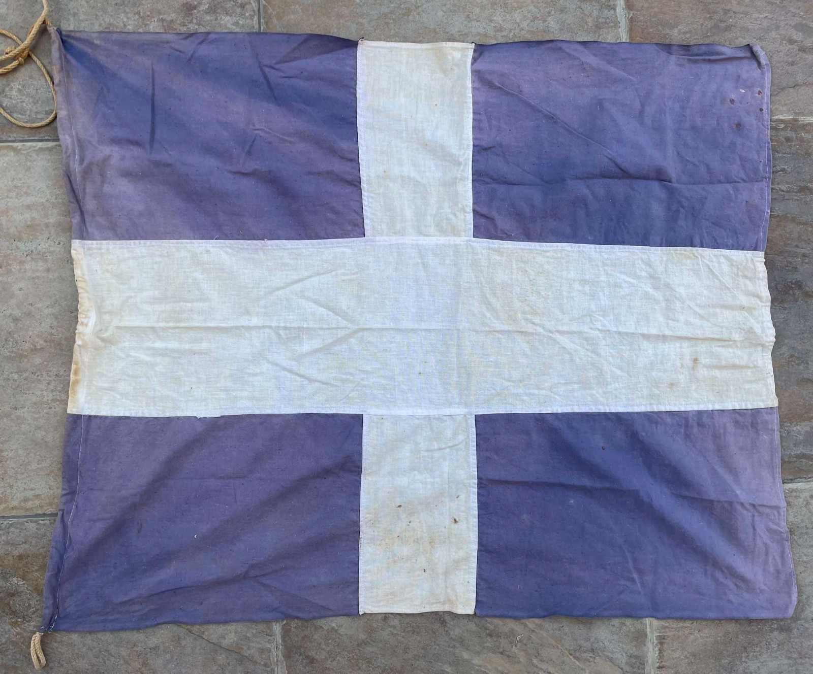 Beautiful Greek Greece Cross Cotton Flag 100 cm x 80 cm 1960s Very Old Beautiful Greek Greece Cross Cotton Flag 100 cm x 80 cm 1960s Very Old